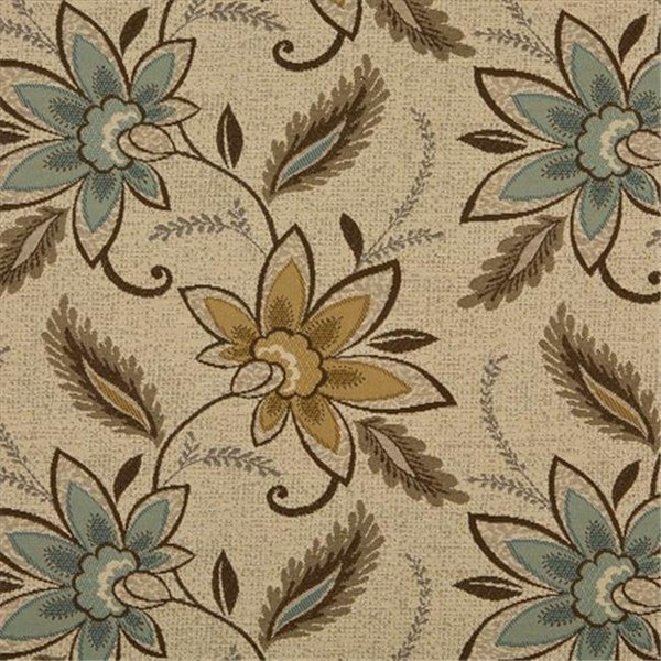 Fine-Line 54 in. Wide Beige; Brown And Teal Floral Vines Woven Solution Dyed Indoor & Outdoor Upholstery Fabric FI1203